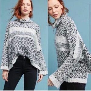 Anthropologie Moth Solita Turtleneck Linen Wool Alpaca blend Sweater